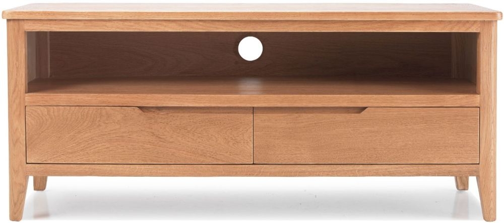 Asby Scandinavian Style Oak Tv Unit 120cm W With Storage For Television Upto 43in Plasma