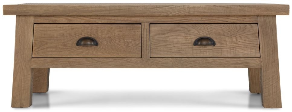 Bourg Rough Sawn Oak Coffee Table With 4 Drawers Storage