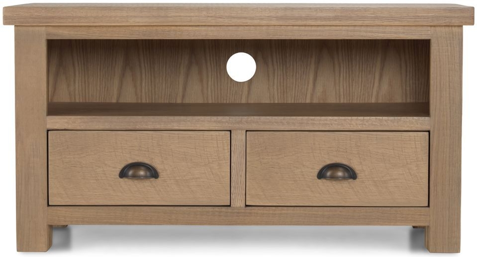 Bourg Rough Sawn Oak Tv Unit 100cm W With Storage For Television Upto 32in Plasma