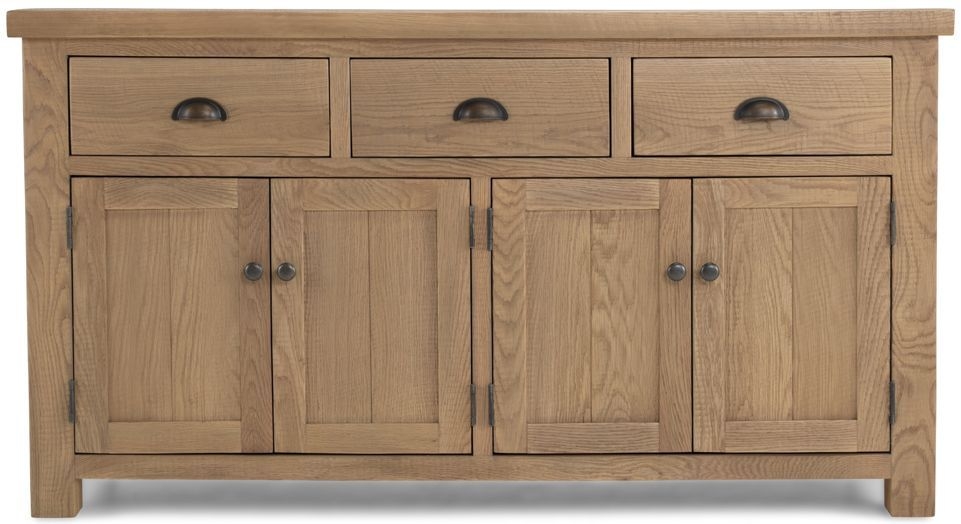 Bourg Rough Sawn Oak Large Sideboard 145cm W With 4 Doors And 3 Drawers