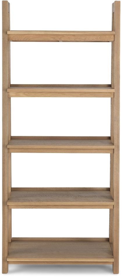 Bourg Rough Sawn Oak Ladder Display Unit 5 Shelves Shelving Unit 185cm Open Bookcase
