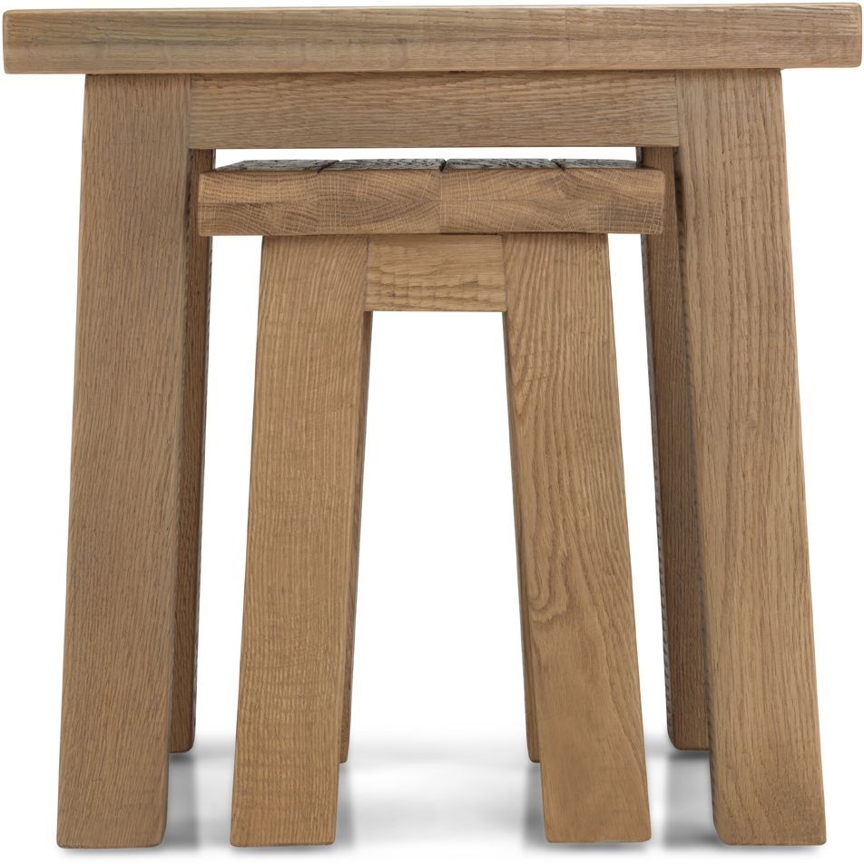 Bourg Rough Sawn Oak Nest Of Tables Set Of 2