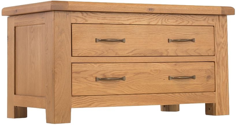 Bradburn Waxed Oak 2 Drawers Storage Box For Blanket Storage In Bedroom