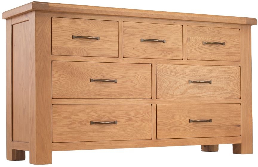 Bradburn Waxed Oak Wide Chest 4 3 Drawers