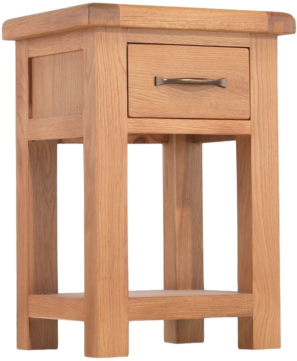 Bradburn Waxed Oak Small Bedside Table 1 Drawer