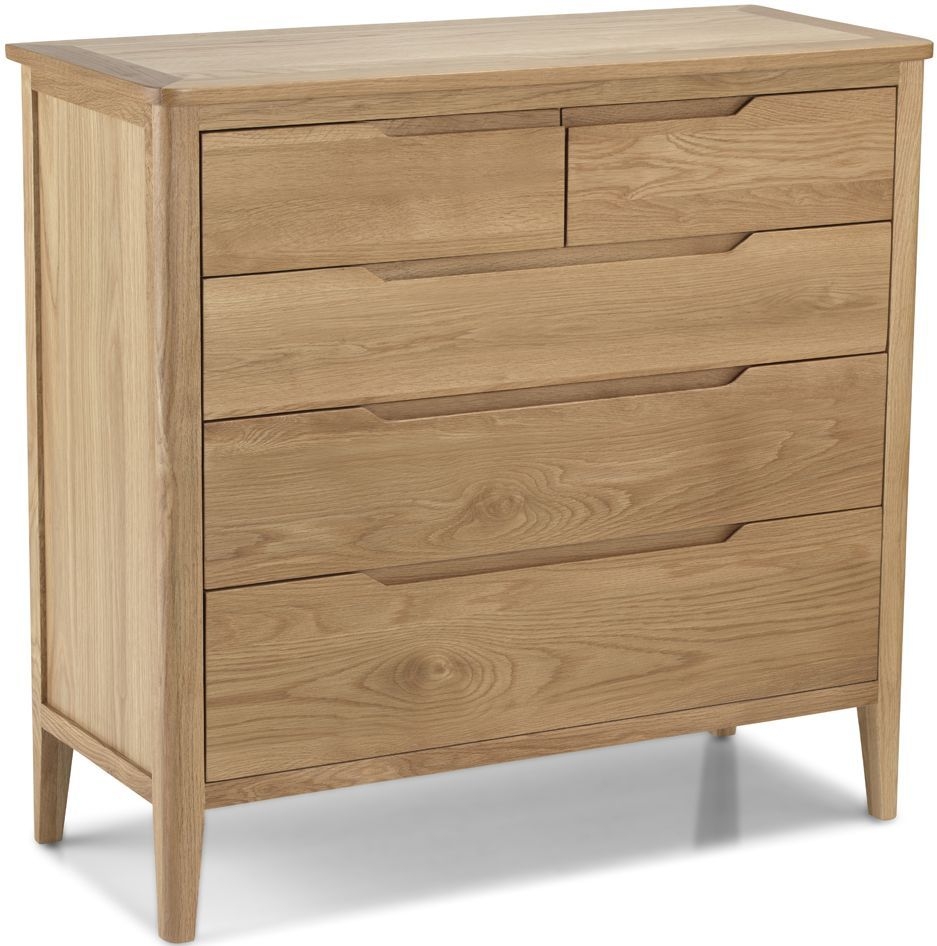 Bresca Scandi Style Oak Chest 3 2 Drawers Curved Edges