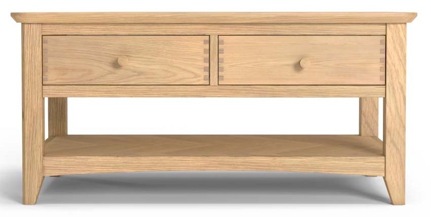 Celina Parquet Style Light Oak Coffee Table With 4 Drawers Storage