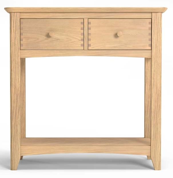 Celina Parquet Style Light Oak Console Table 2 Drawers With Bottom Shelf