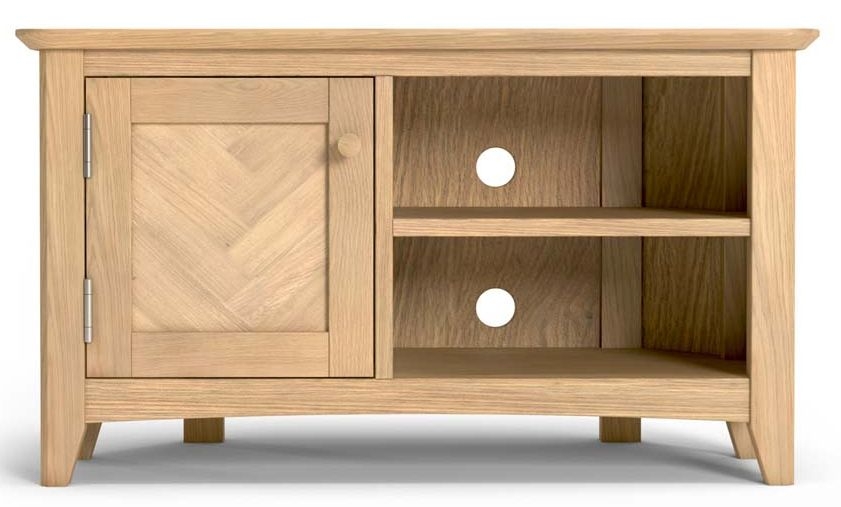 Celina Parquet Style Light Oak Corner Tv Unit 90cm W With Storage For Television Upto 32in Plasma