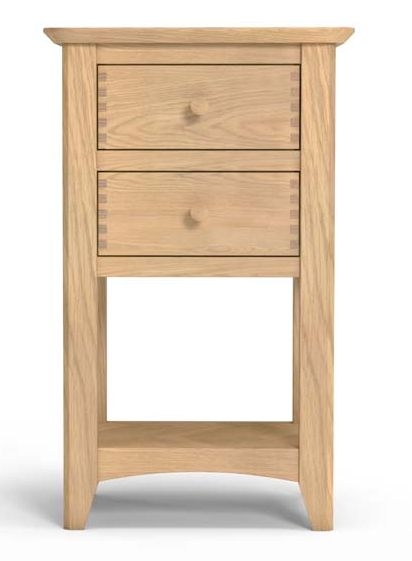 Celina Parquet Style Light Oak Lamp Table With 2 Storage Drawers