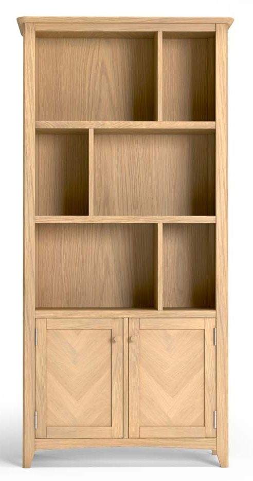 Celina Parquet Style Light Oak Multi Display Bookcase With Storage Cupboard