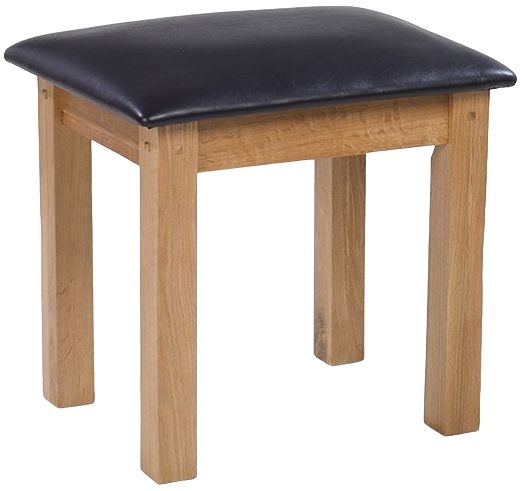 Cherington Rustic Oak Dressing Table Stool Leather Faux Pu Padded Seat