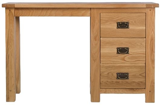 Cherington Rustic Oak Dressing Table 3 Drawers Single Pedestal