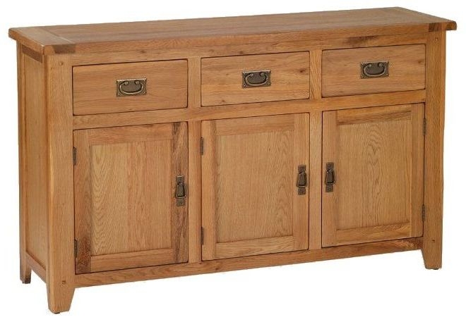 Cherington Rustic Oak Medium Sideboard 135cm W With 3 Doors And 3 Drawers