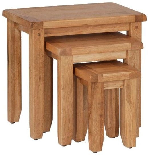 Cherington Rustic Oak Nest Of Tables Set Of 3