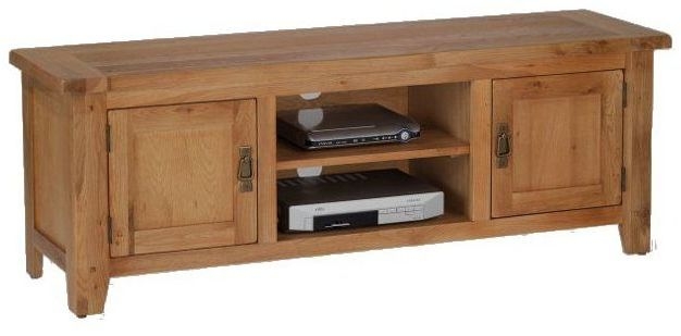 Cherington Rustic Oak Tv Unit 134cm W With Storage For Television Upto 50in Plasma