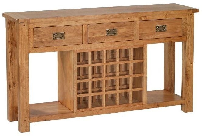 Cherington Rustic Oak Sideboard With Wine Rack