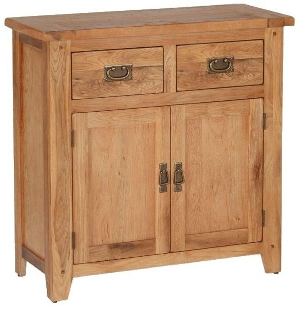 Cherington Rustic Oak Compact Sideboard 85cm W With 2 Doors And 2 Drawers