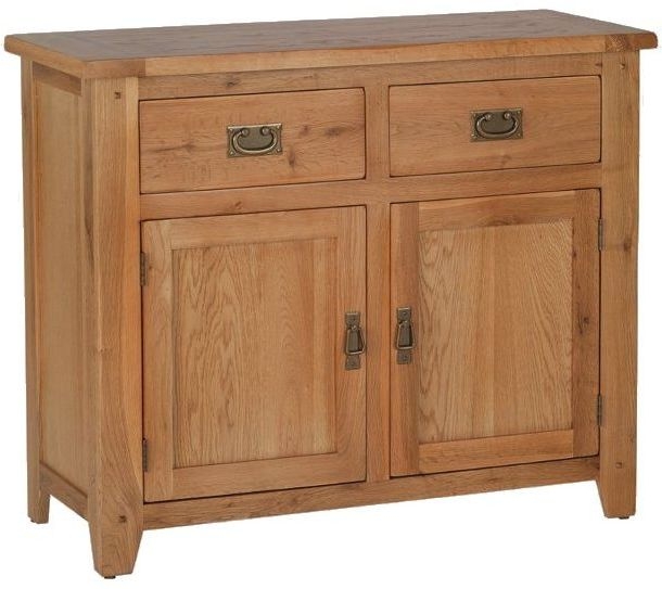 Cherington Rustic Oak Small Sideboard 100cm W With 2 Doors And 2 Drawers