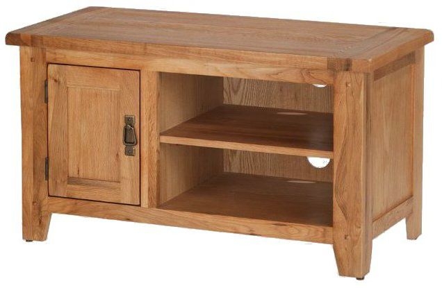 Cherington Rustic Oak Tv Unit 90cm W With Storage For Television Upto 32in Plasma