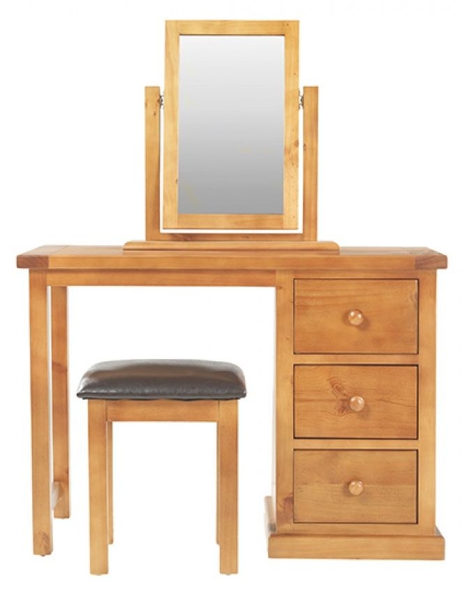 Churchill Waxed Pine Dressing Table Set With Stool Mirror