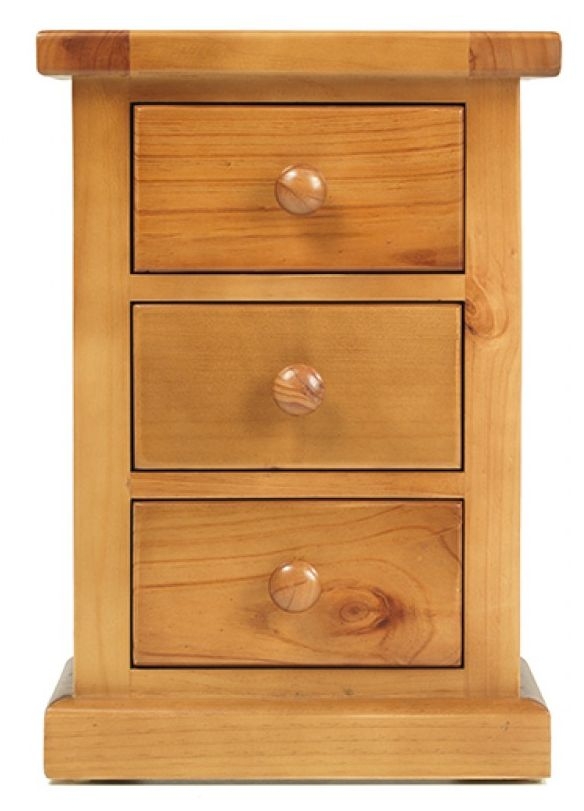 Churchill Waxed Pine Bedside Cabinet 3 Drawers