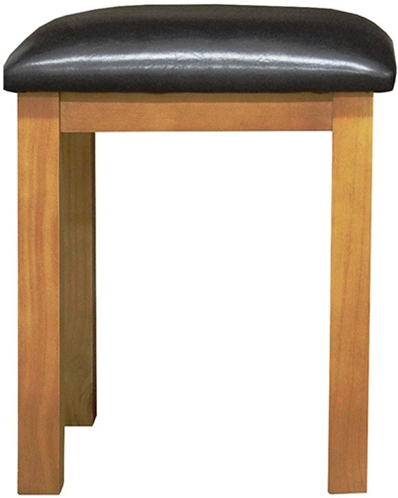 Churchill Waxed Pine Dressing Table Stool Leather Faux Pu Padded Seat