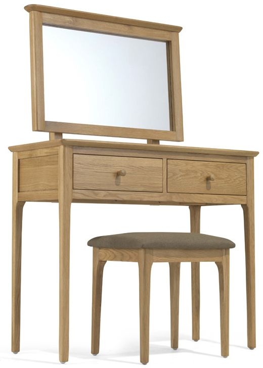 Cornett Shaker Style Oak Dressing Table Set With Stool Mirror
