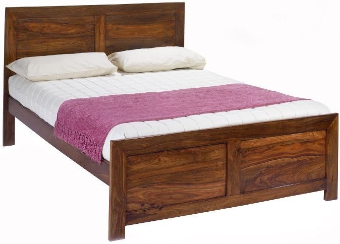 Cube Honey Lacquered Sheesham Bed Frame Low Foot End