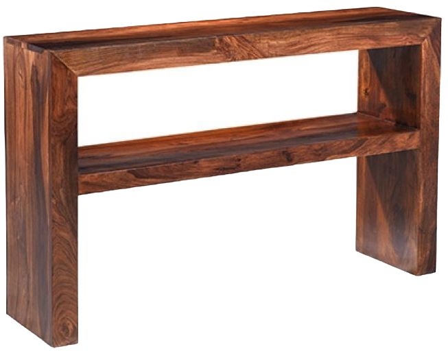 Cube Honey Lacquered Sheesham Narrow Console Table