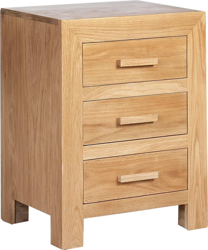 Cube Light Oak Bedside Cabinet 3 Drawers