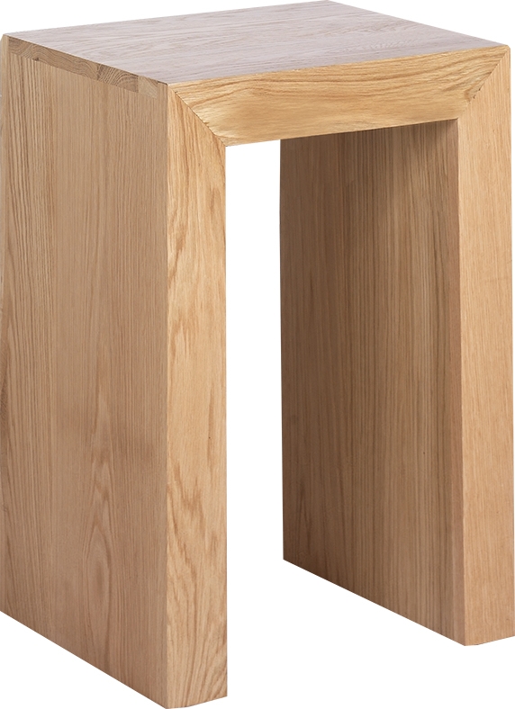 Cube Light Oak Lamp Table