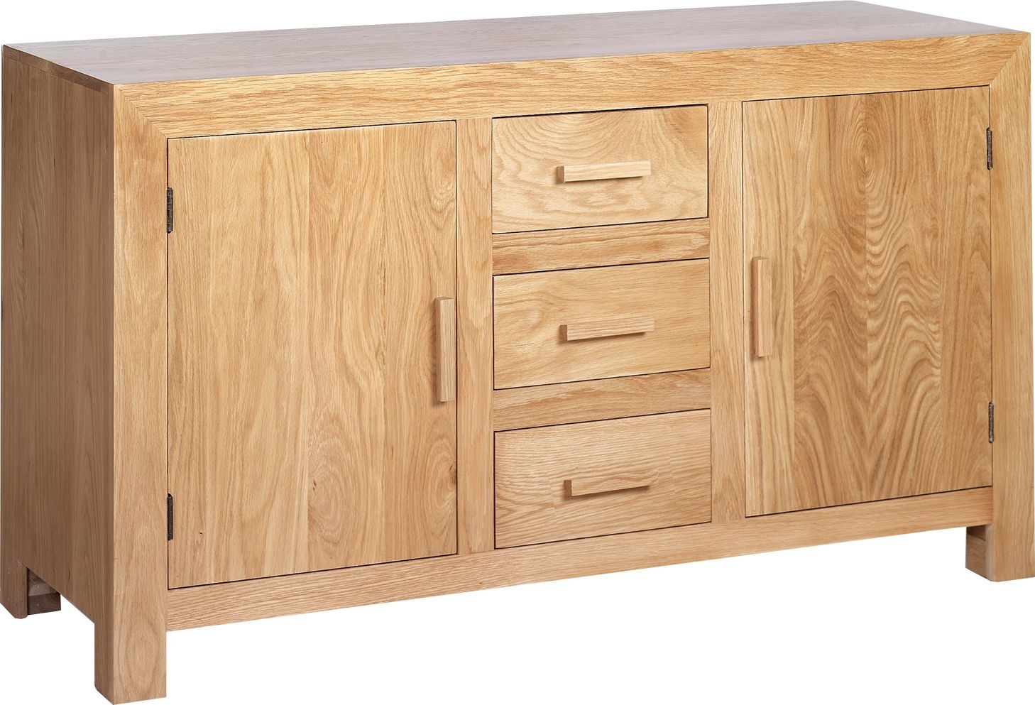 Cube Light Oak Medium Sideboard 135cm W With 2 Doors And 3 Drawers
