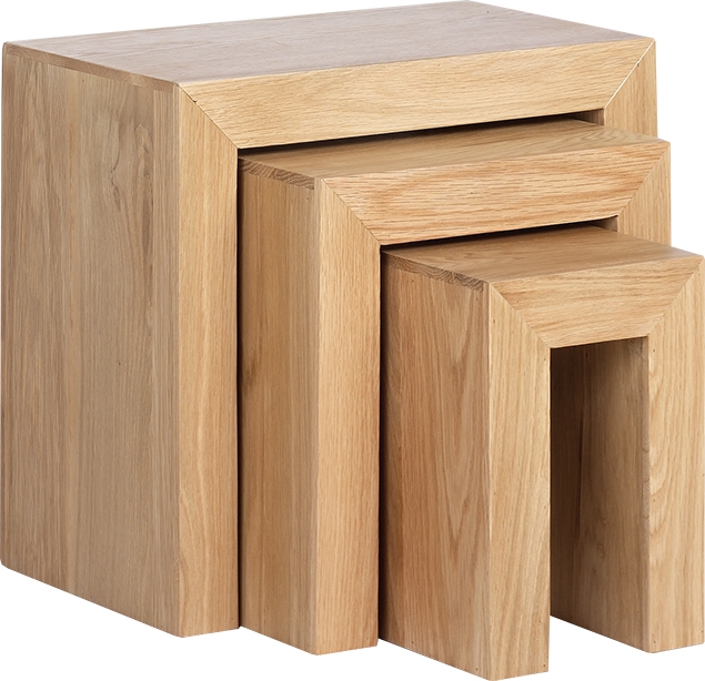 Cube Light Oak Nest Of Tables Set Of 3