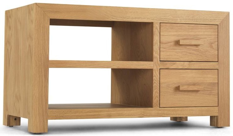 Cube Light Oak Tv Video Cabinet 90cm W With Storage For Television Upto 32in Plasma