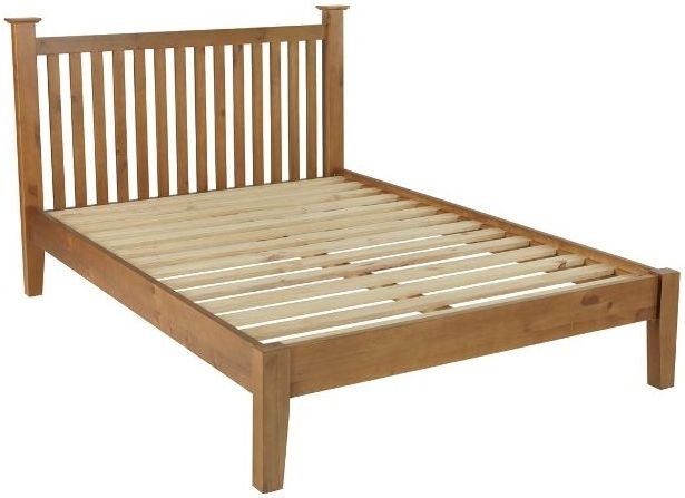 Henbury Lacquered Pine Bed Frame Low Foot End With Slatted Headboard