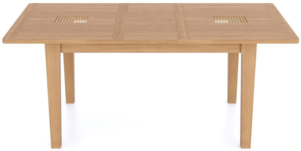 Henley Oak And Rattan Dining Table 140cm To 180cm Extending Rectangular Top Seats 6 To 8 Diners