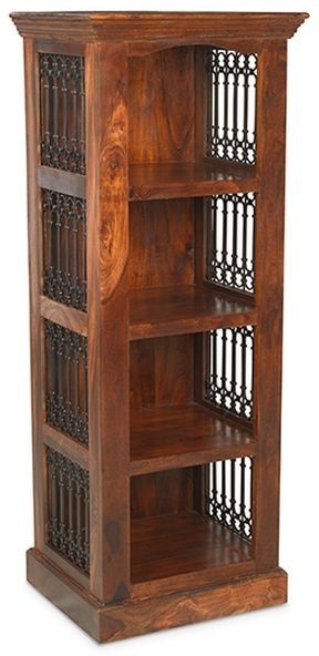 Indian Sheesham Solid Wood Alcove Narrow Bookcase With 3 Shelves