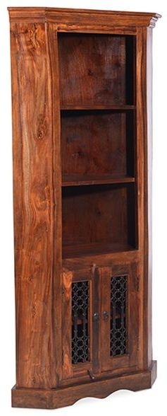 Indian Sheesham Solid Wood Corner Display Cabinet 85cm W