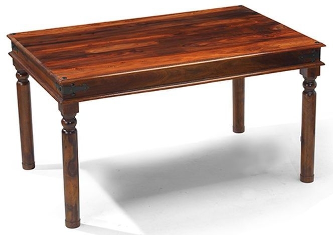 Indian Sheesham Solid Wood Thacket Dining Table 118cm Seats 4 Diners Rectangular Top