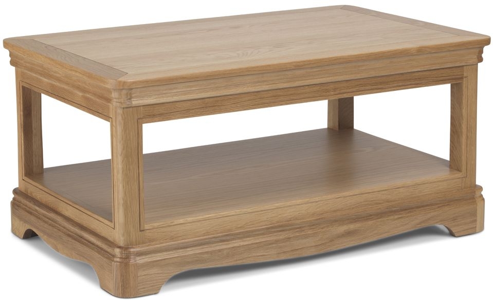 Louis Philippe French Oak Coffee Table With Bottom Shelf