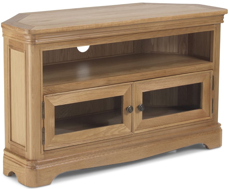 Louis Philippe French Oak Corner Tv Unit 100cm W With Storage For Television Upto 32in Plasma