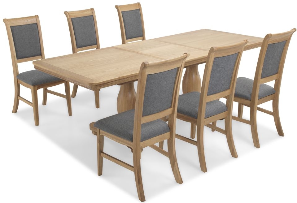 Louis Philippe French Oak Dining Set 180cm230cm Seats 6 To 8 Diners Extending Rectangular Top With Double Pedestal Base Upholstered Dining Chairs