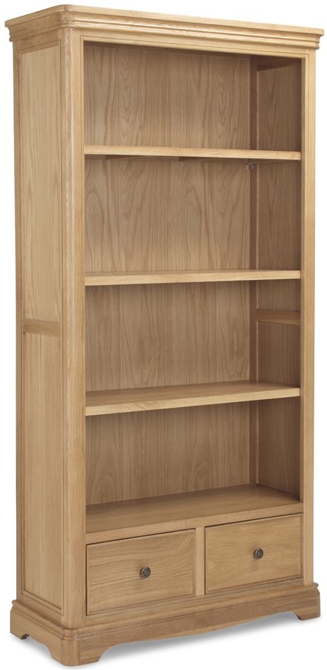Louis Philippe French Oak Large Bookcase 180cm Tall With 2 Bottom Drawers