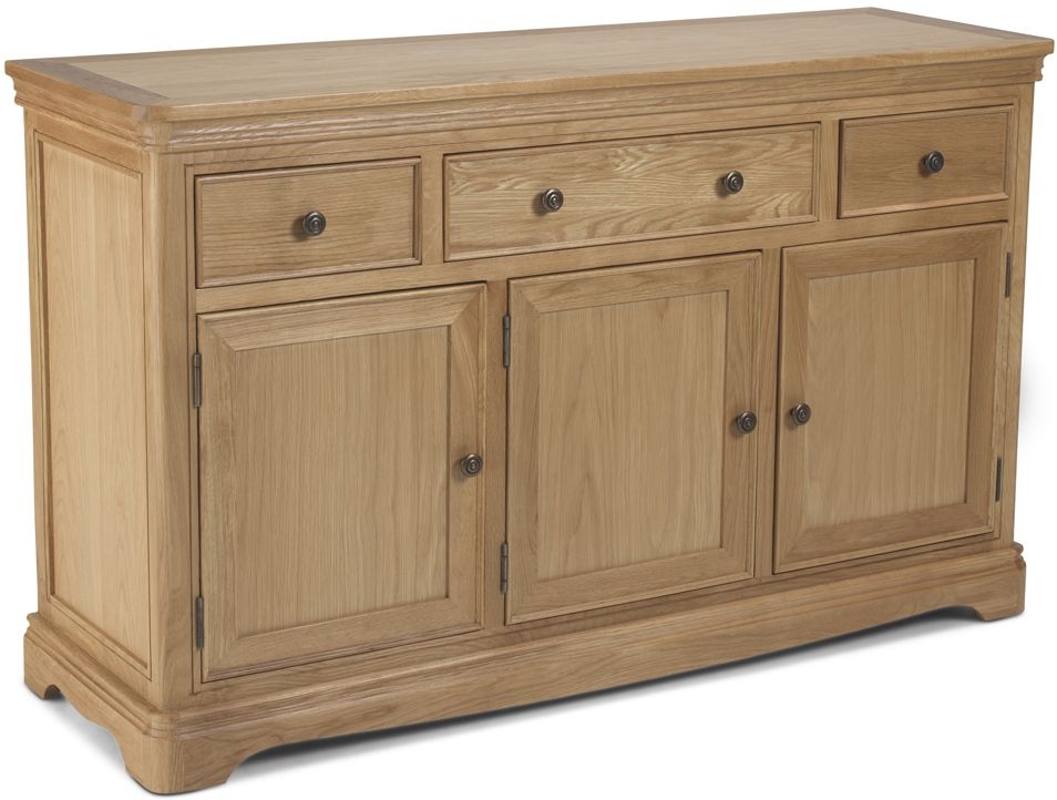 Louis Philippe French Oak Large Sideboard 140cm W With 3 Doors And 3 Drawers