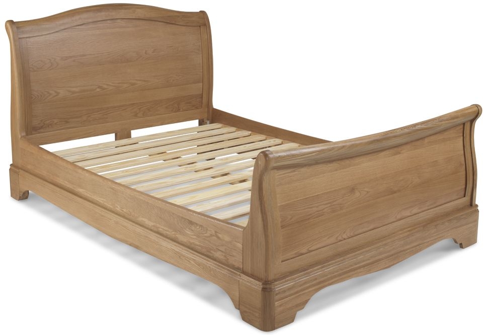 Louis Philippe French Oak Sleigh Bed Frame High Foot End