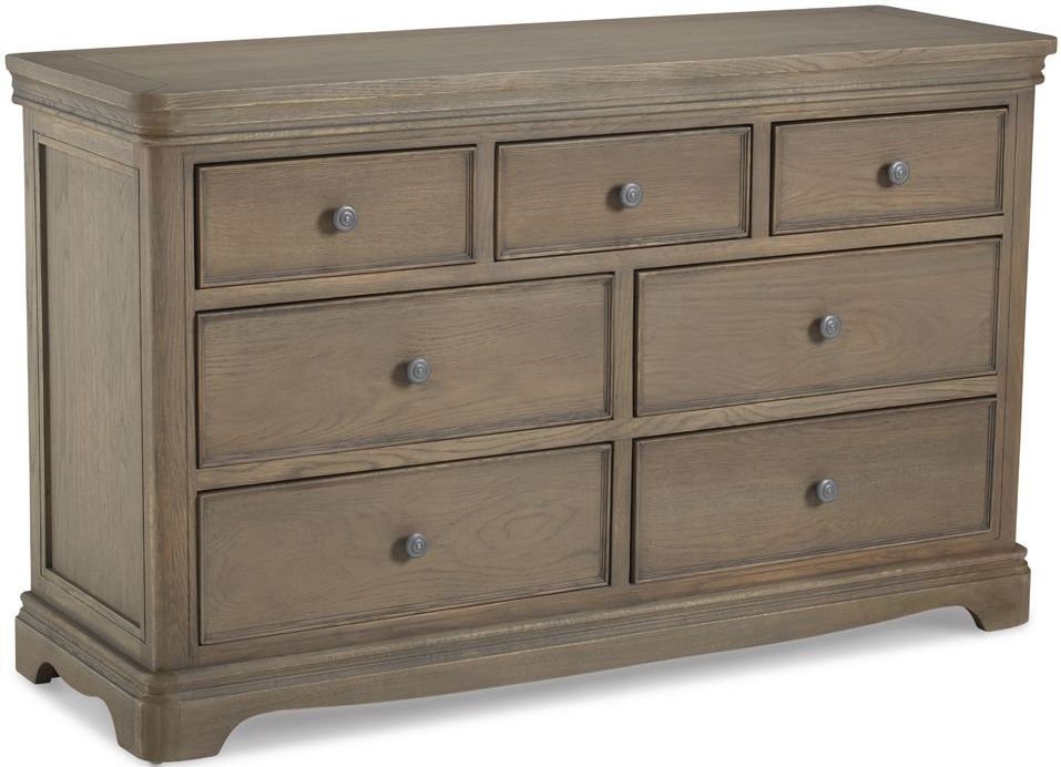 Louis Philippe French Grey Washed Oak Wide Chest 4 3 Drawers