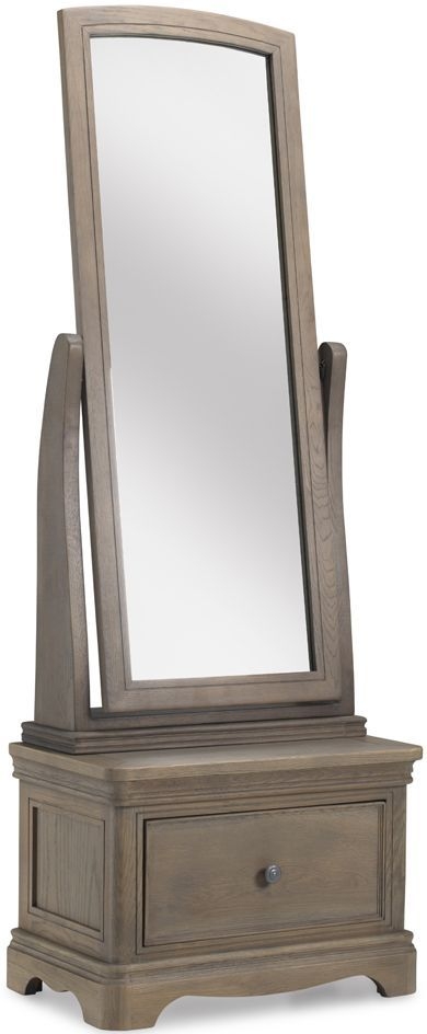 Louis Philippe French Grey Washed Oak Sleigh Cheval Mirror 60cm X 166cm