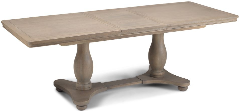 Louis Philippe French Grey Washed Oak Dining Table 180cm230cm Seats 6 To 8 Diners Extending Rectangular Top With Double Pedestal Base