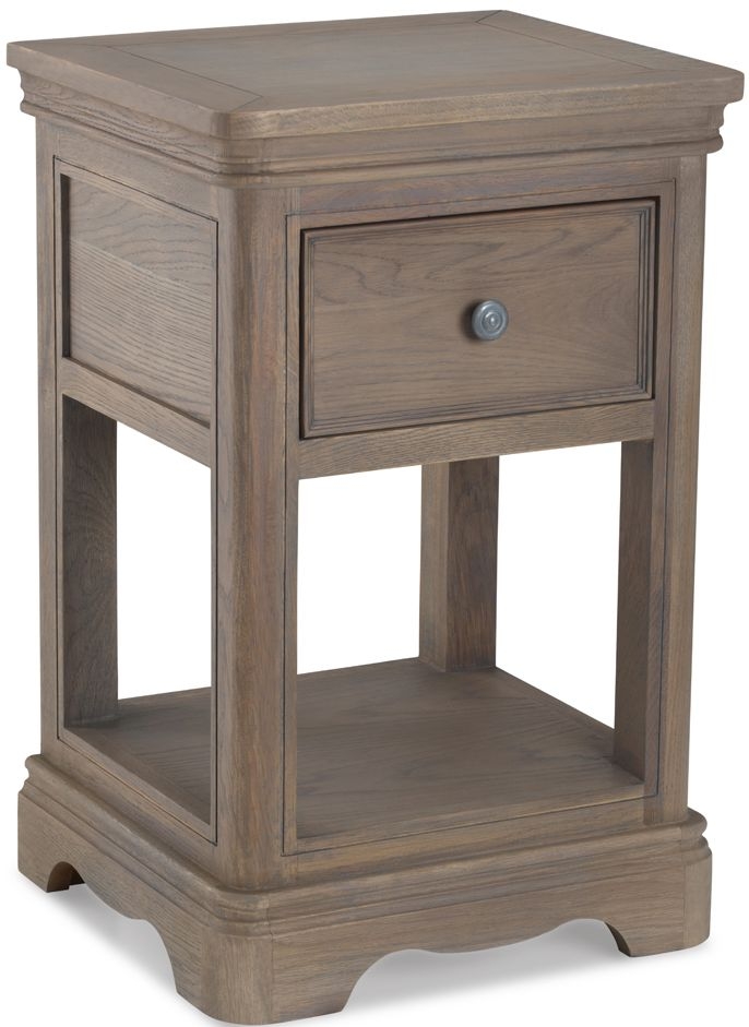 Louis Philippe French Grey Washed Oak Lamp Table With 1 Storage Drawer